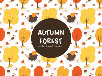 Autumn Forest Free Vector Seamless Pattern ai autumn backgrond background backgrounds backgrund forest free freebie graphics pattern patterns seamless tree trees vector