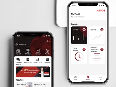 Aetos Home and Reports branding design ui