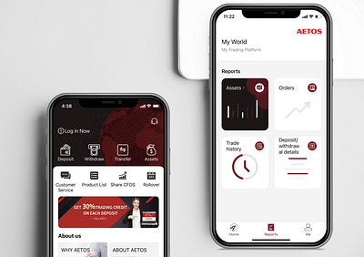 Aetos Home and Reports branding design ui