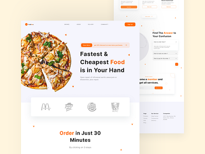 Fudiess - Food delivery clean design figma food food delivery illustration landing page minimal popular ui ux web website