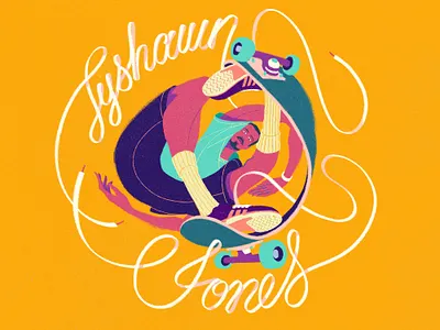 Tyshawn Jones action adidas calligraphy character design drawing editorial hand drawn illustration lettering script skateboarding sports texture type typography