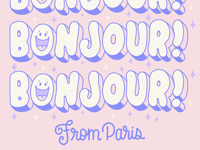 Bonjour from paris bonjour calligraphy design hand lettering hello illustration letter lettering type typography