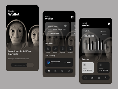 Heist Wallet Concept 3d android app branding design dribbble best shot finance financeapp fintech fintechapp illustraion mobile money hiest payment ui uidesign uiux ux uxdesign wallet walletapp