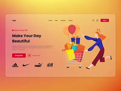 Shopping Landing Page Design app branding design flat glassmorphism header illustration landing page landing page design minimal shopping ui ui design user interface ux vector web design web template