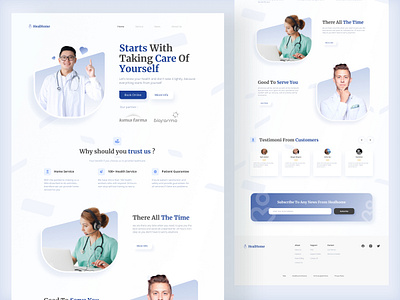 Healhome Landing Page blue branding clean cool design designer doctor health illustration logo mobile design new ui ui design ui designer uiux designer user interface web design website website designer