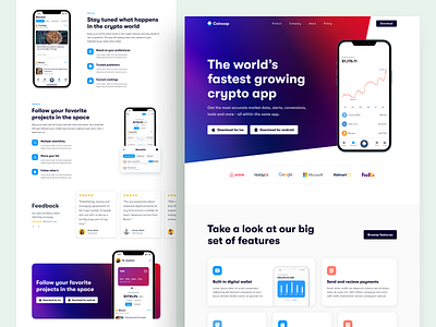 Coincap - Crypto App Landing Page app app landingpage design figma finance gradient homepage landingpage typography ui ui design uiux ux ux design website website design