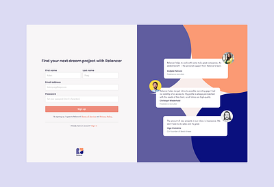 Relancer sign up - Recruitment / HR app 🔎 branding clean clean ui hr hr saas illustration log in log in page login recruitment recruitment app recruitment saas saas sign up sign up page uiux ux web web app