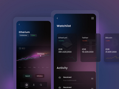 Cryptocurrency App branding creative crypto exchange cryptocurrency cryptocurrency app ethereum interface investment app mobile app ui modern ui uiux