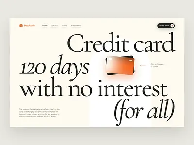 Betabank - Credit Card Product Page animation concept design layout promo typography ui ux web web design website