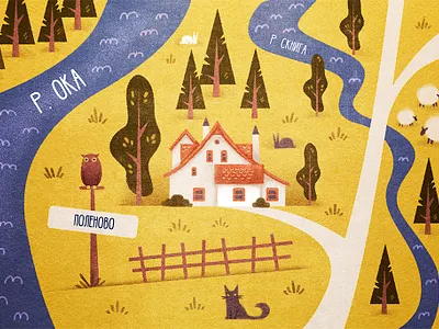 Map cat house map river russia sheep