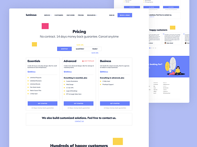 Pricing landing page - Luminous app appdesign branding design illustration landing landing page design logo minimal pricing product product design ui uiux ux uxdesign webdesign website