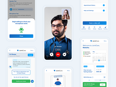JointCare: Doctor & Patient Video Calling app app design branding design health logo medical ui ux video calling video calling ui