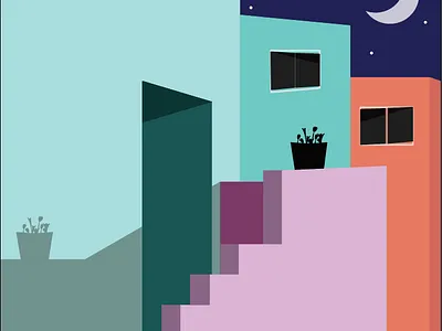 Building adobe art branding building corporate flowers graphic design house illustration logo moon vector