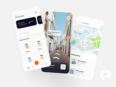 Vaccination App UI covid creative doctor health healthcare hospital location map medical medicine minimal mobile app track ui uidesign ux vaccination vaccine