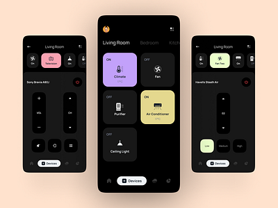 Smart Home App app app design app ui control dark design device home home automation home monitoring house minimal remote control smart app smart devices smart home smart home app ui user interface ux