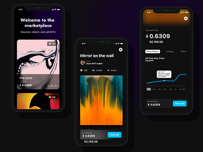 NFT Marketplace app design graphic design ui ux