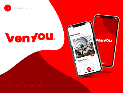 Venyou - Branding + App UI app brand branding clean design idendity layout logo red simple ui user interface