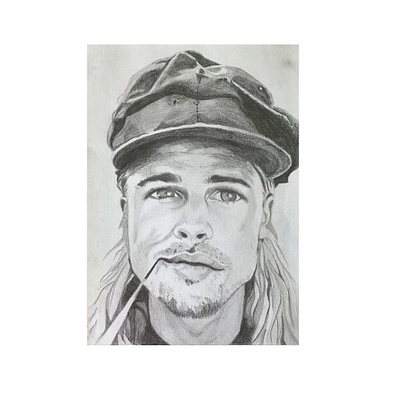 Brad Pitt. actor artwork brad pitt drawings face fan art human illustration people portrait simple pencil sketch