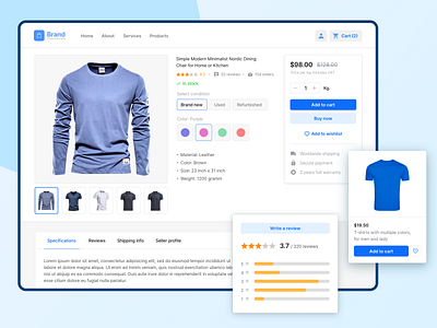 E-commerce product detail page clothing shop ecommerce ecommerce theme modern web design page product detail product page shop shop web app shopify shopping store ui ui kit uikit ux website