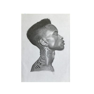 African man. african art artwork black man black skin drawing face fashion man model people portrait simple pencil sketch style tatoo