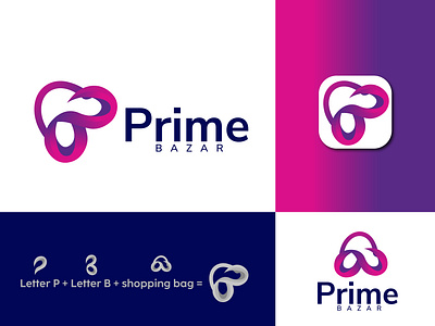e commerce logo (Prime Bazar) best logo brand identit branding business company colourful logo concept creative design e commerce logo graphic design identity design illustration logo logo agency logo concepts logo mark minimal modern logo simple logo software logo