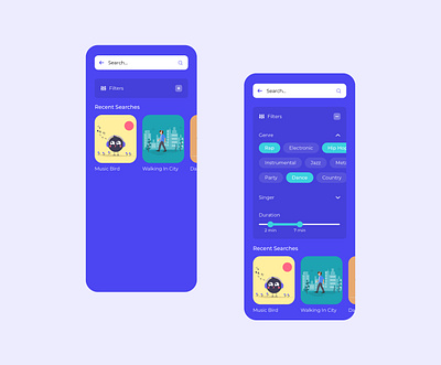 Music App Search Filters app design filters graphic design music app search design search filters search results ui user interface ux