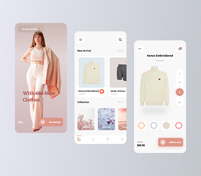 Clothing E-commerce App design logo ui ux vector