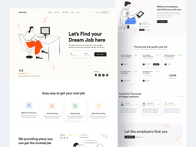 Job Finding Landing Page and UI Exploration || 2021. best design dribbble best shot employer employment homepage illustration job job finding job listing landingpage minimal popular design recruitment recruitment agency sourav deb top design uidesign web web design webdesign