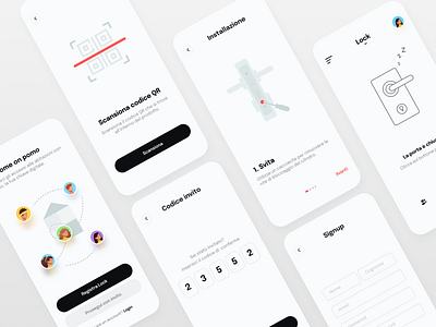 Pomo - Smart Lock App app concept design home home automation interface invitation ios iot iphone lock mobile qr qr code signup smart home smart lock ui ux welcome
