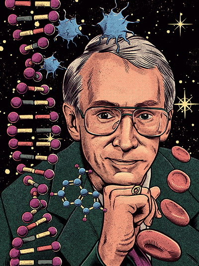 David Sloan Wilson biology character comics dna galaxy illustration portrait pulp retro science scifi space