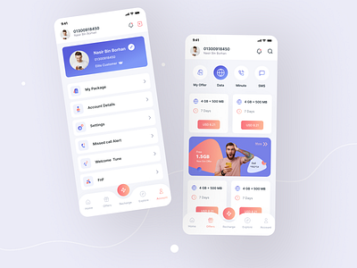 Telecom operator app app app design flutter mobile data native app operator profile telecom app telecom app ui telecom app ux telecom operator telecom ui telecommunication ui ui design ux ux design