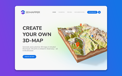 3D-Mapper Website Landing Page 3d 3d map generator design generator heightmap landing layout map page website