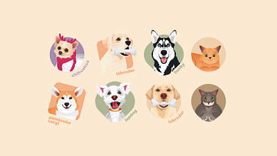 Dogs & cats cat dog icons illustration vector