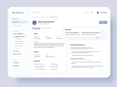 CV form constructor cv dashboard drag and drop edit form interface menu resume sidemenu srm
