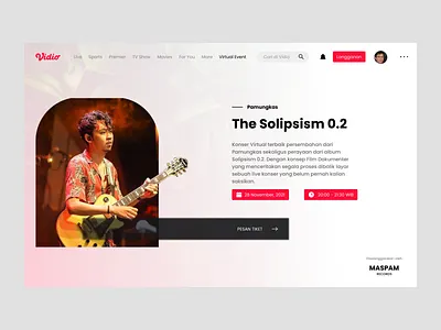 Virtual Concert - Vidio branding concert design indonesia music pamungkas product prototype ui ui design uiux ux vidio vidio.com virtual virtualconcert virtualevent