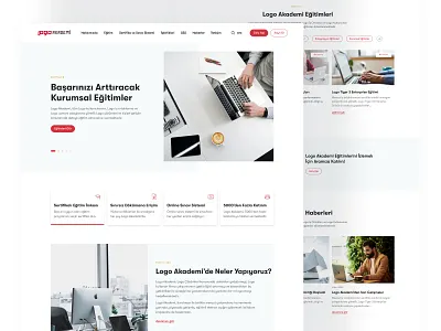 Logo Akademi Website Design about us calender campaigns clean design education faq logo portal red ui ux website