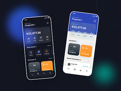 Cryptocurrency Wallet App 2021 app bicoin clean crypto cryptocurrency design finance fintech flat glass glassmorphism minimal mobile modern playoff ui wallet