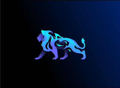 blue flame lion logo animal animation blue branding character design fire flame gradient graphic design icon illustration illustrator king lion lions logo motion graphics unique vector