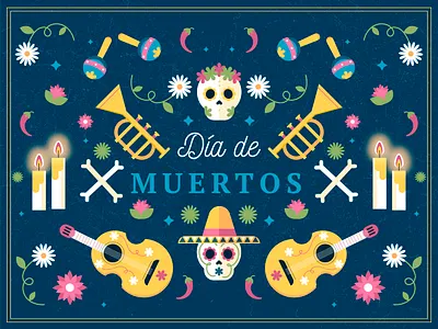 Día de muertos colorful day of the death dia de muertos illustration mexico skull vector