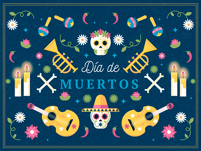 Día de muertos colorful day of the death dia de muertos illustration mexico skull vector