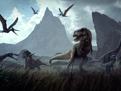 Epic Fantasy Dinosaur world graphic design