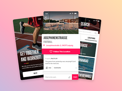 Smart Sport Social Media app app basketball comment design follow football like location mobile post soccer social socialmedia sport ui userexperience ux wall