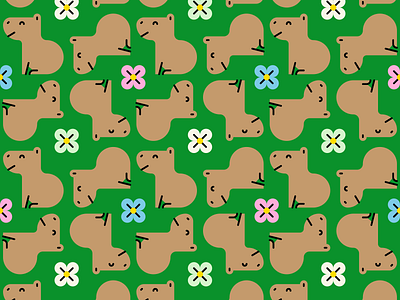 Capybara Tile capibara capybara flor flower mosaico patron pattern tile