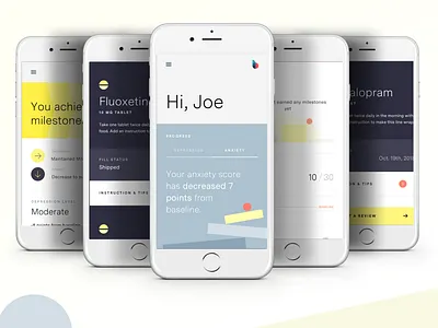 B. App blue branding depression design help home page illustration medical mobile red typography ui ux vector yellow