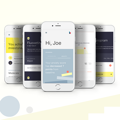 B. App blue branding depression design help home page illustration medical mobile red typography ui ux vector yellow
