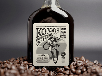 Kongs Cold Brew Coffee Bottle austria branding cafe caffeine coffee coffee beans coffee label coffee packaging cold brew coffee design label offset print packaging retro vienna vintage vintage print