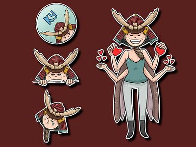 Kabu's stickerpack, p.2 character character design design emoji icon illustration kabuto helmet mascot mood sticker stickerpack telegram