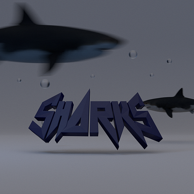 Sharks 3d 3d art 3d modeling branding design illustration