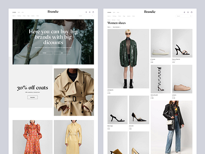 Brandie online outlet app brand design onlineshop onlineshopping outlet shop ui