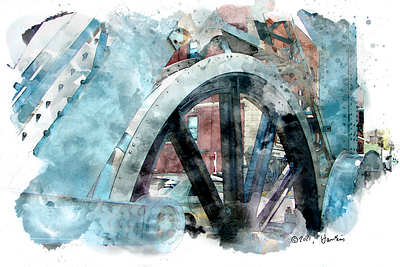 Mystic River Bascule Bridge, 2021 design digital painting illustration nature photoshop